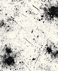 Naklejka premium Abstract black and white splatter pattern with various textures and shapes.