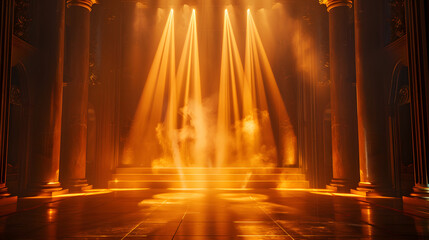 Elegant stage lighting with subtle gradients, warm golden tones