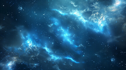 Expansive cosmic nebula with glowing stars and deep space clouds in a starry night sky