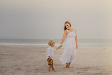 Mom and Son on beach