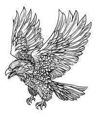 Fototapeta premium A detailed illustration of a mythical creature resembling a griffin in flight.