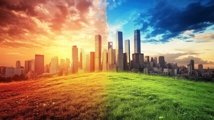 Fototapeta premium Net Zero and Carbon Neutral Concepts Net Zero Emissions Goals Weather neutral long-term strategy with generative ai