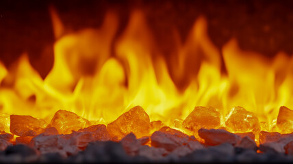  Intense Flames Engulfing Glowing Amber Coals