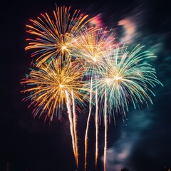 Real Fireworks display celebration, Colorful New Year Firework