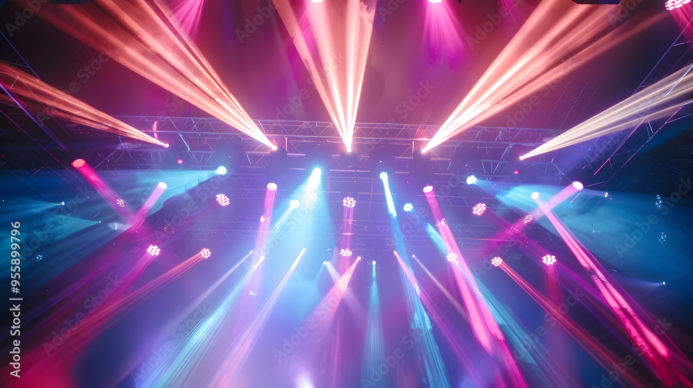 Wall mural stage lights creating a kaleidoscope effect