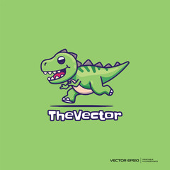 Cute dino walking logo, vector, mascot, character, cartoon, illustration, eps10