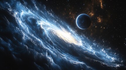 Fototapeta premium Rogue planet travels through the galaxy unbound to any star challenging planetary formation theories