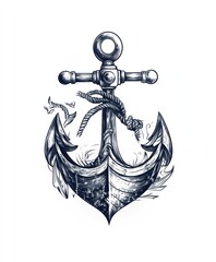 A detailed illustration of an anchor with decorative elements.