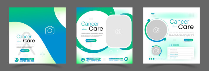 cancer awareness or medical healthcare social media post banner template set