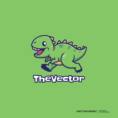 Cute dino walking logo, vector, mascot, character, cartoon, illustration, eps10