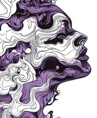 Abstract illustration of a face with flowing lines and vibrant colors.