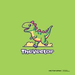 Cute dino walking logo, vector, mascot, character, cartoon, illustration, eps10
