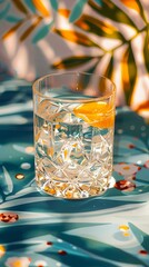 Retro orange ice tea illustration poster background