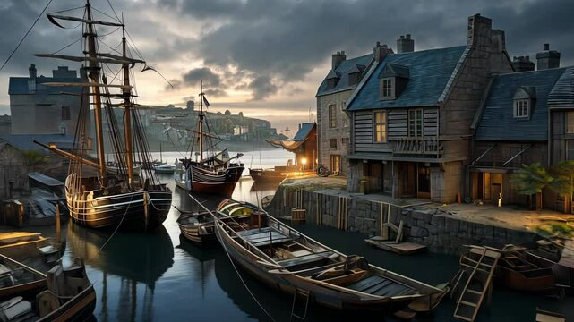 eighteen century in a port city by the docks