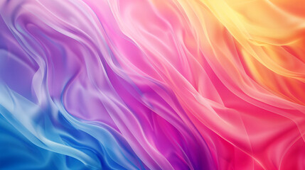 Fototapeta premium Colorful flowing fabric in soft gradient shades of pink, blue, and yellow creating a dreamy effect