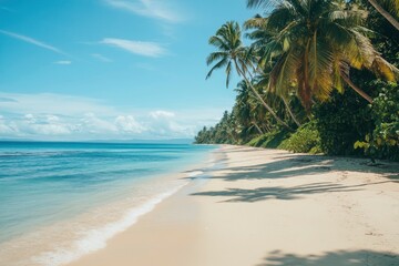 Beautiful beach background. Natural landscape with empty tropical beach , ai