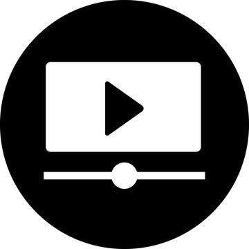 Play video button icon. Trendy circle vector in flat style. Radio symbol video player arrow. Music play illustration for app and website design. Start video sign isolated on transparent background.