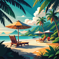 beach with palm trees
