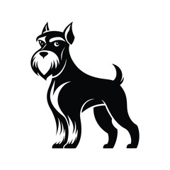 Miniature Schnauzer dog silhouette logo design black and white style 