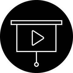 Play video button icon. Trendy circle vector in linear style. Radio symbol video player arrow. Music play illustration for app and website design. Start video sign isolated on transparent background.