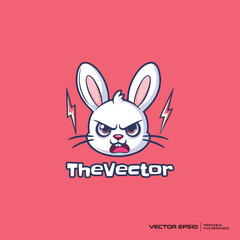 Obraz premium Angry rabbit logo, vector, mascot, character, cartoon, illustration, eps10