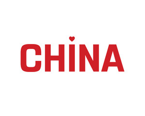 I love China, China typography with a national flag and heart, National Day of China, Independence Day of China, China, Flag of China, China typography with heart on white background