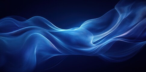 Obraz premium Abstract Blue Light Waves on a Dark Background