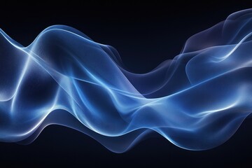 Abstract Blue Light Wave on Black Background