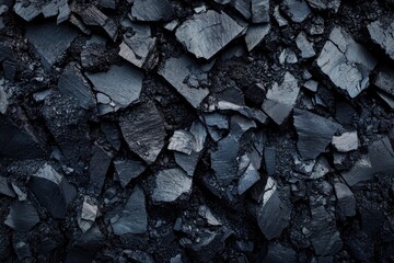 Processed collage of industrial pea coal surface texture. Background for banner, backdrop or texture for 3D mapping with generative ai
