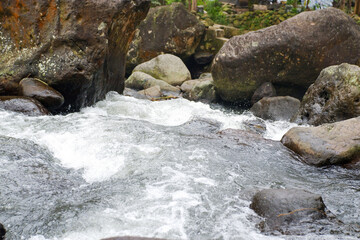 water flowing over rocks