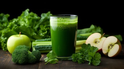 Healthy vegetable and fruit juices Created with Generative AI technology.