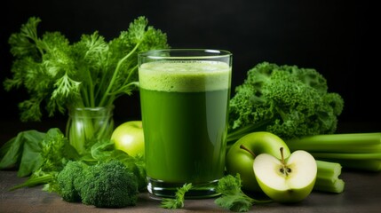 Healthy vegetable and fruit juices Created with Generative AI technology.
