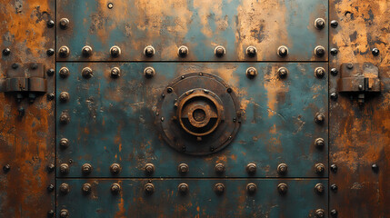 Sci-fi steampunk rusty wall background machinery texture design. Steampunk. Illustration