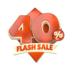 3d sales orange and white discount price tag for composition 40 percent, amazing for product promotion