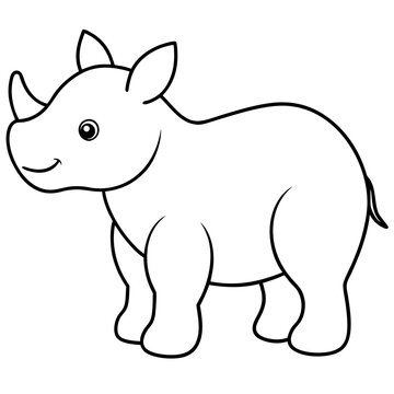 recommend clip art: cartoon rhino line art vector animal 