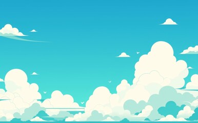 Cartoon Sky with White Clouds