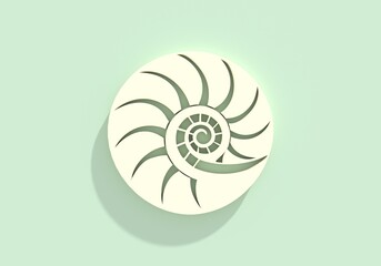 Nautilus shell. Emblem for the menu of the seafood market and restaurant. 3D render