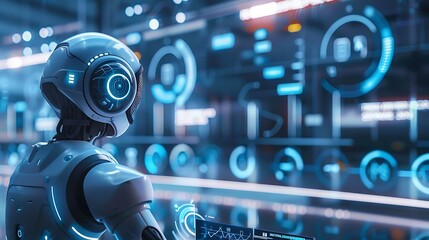 RPA concept showing automated tasks being managed by AI, optimizing business operations.