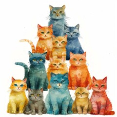 funny cats like a pyramid Created with Generative AI technology.
