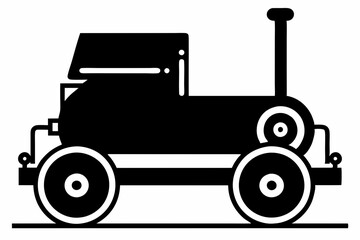 roller machine silhouette, Road roller vector illustration, Construction vehicle

