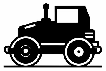 roller machine silhouette, Road roller vector illustration, Construction vehicle

