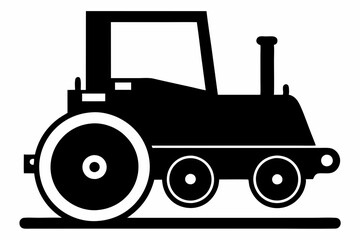 roller machine silhouette, Road roller vector illustration, Construction vehicle

