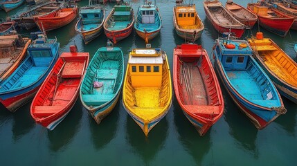 Colorful Boats in a Harbor