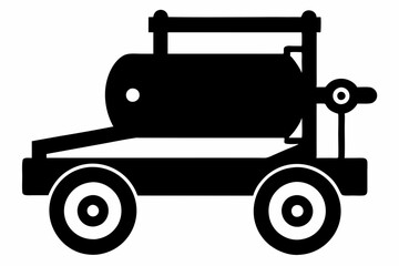 roller machine silhouette, Road roller vector illustration, Construction vehicle

