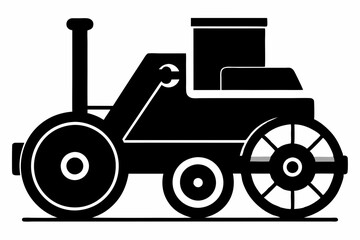 roller machine silhouette, Road roller vector illustration, Construction vehicle

