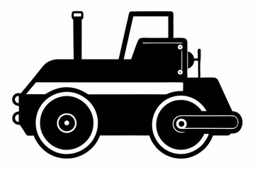 roller machine silhouette, Road roller vector illustration, Construction vehicle

