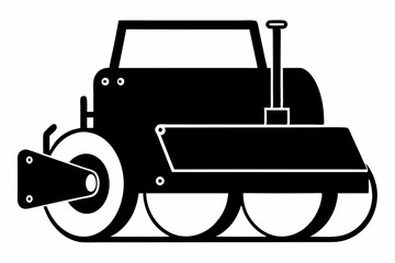 roller machine silhouette, Road roller vector illustration, Construction vehicle

