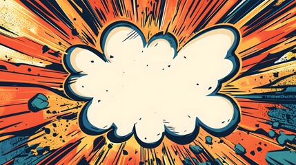 Comic Book Explosion Background with Speech Bubble.