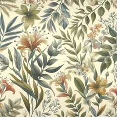 69 17 Botanical print oilcloth Oilcloth featuring botanical patt