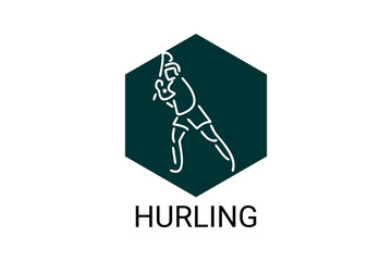 hurling sport vector line icon. an athlete playing hurling. sport pictogram, vector illustration.

